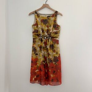 Adrianna Papell Floral Print A-Line Dress Size 6 Wedding Sleeveless